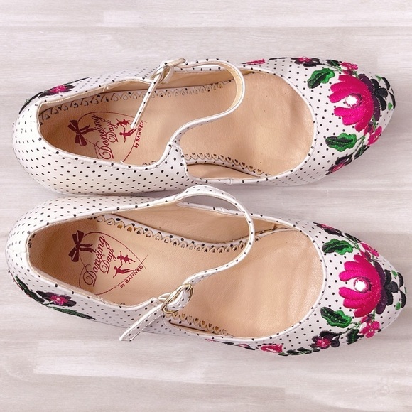 Vintage Pin-Up Retro Mary Jane Heels D&G Inspired Tan Floral Dancing Days(38)7.5 - Picture 4 of 16